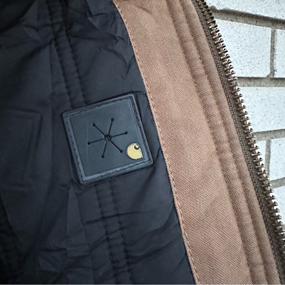 Carhartt Quick Duck Woodward Active Jacket Tan Water-Repellent Hooded Workwear - Picture 10 of 15